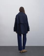 kk desıgn manşet detaylı koton trençkot lacivert 3