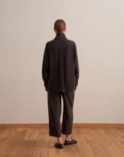 çıt çıt kapamalı ipeksi gömlek kahve 4