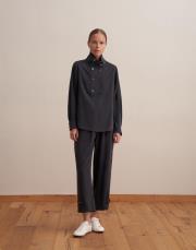 çıt çıt kapamalı ipeksi gömlek lacivert