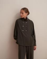 paçası ayarlanabilir ipeksi pantolon koyu haki