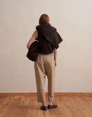 büzgü pileli pantolon bej 4