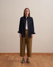 büzgü pileli pantolon zeytin yeşili