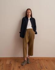 büzgü pileli pantolon zeytin yeşili 4