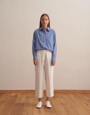 büzgülü pamuklu pantolon ekru