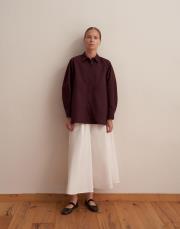 %100 pamuk balon kol gömlek mürdüm 2