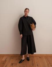 %100 pamuk balon kol gömlek siyah 2