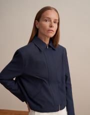 keten karışımlı vatkalı ceket lacivert