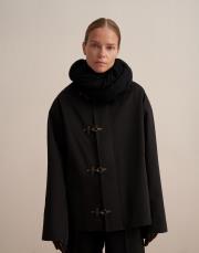 kadife yaka parka siyah