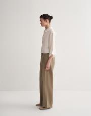 %100 keten lastikli palazzo pantolon haki 2