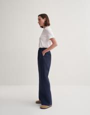 %100 keten lastikli palazzo pantolon lacivert 2