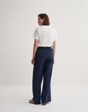 %100 keten lastikli palazzo pantolon lacivert 3