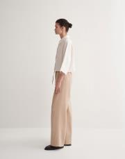 %100 keten lastikli palazzo pantolon bej 2