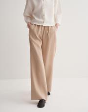 %100 keten lastikli palazzo pantolon bej 4