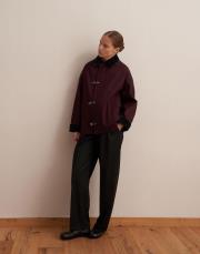 kapitone astarlı kadife yaka parka mürdüm 2