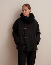 kapitone astarlı kadife parka yaka siyah