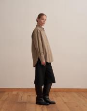 yırtmaç detaylı koton gömlek açık haki 2