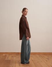 yırtmaç detaylı koton gömlek kahve 3