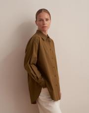 yırtmaç detaylı koton gömlek yeşil