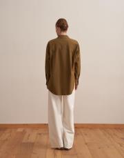 yırtmaç detaylı koton gömlek yeşil 4