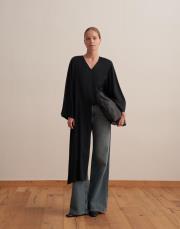 asimetrik kesim pelerin siyah