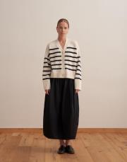 çizgili triko hırka siyah