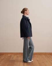 organik pamuk kruvaze trençkot lacivert 2