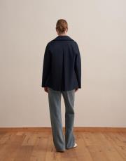 organik pamuk kruvaze trençkot lacivert 3