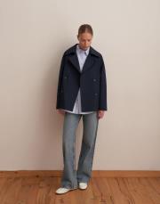 organik pamuk kruvaze trençkot lacivert 4