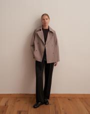 organik pamuk kruvaze trençkot vizon