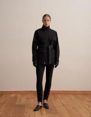 %100 koton cep detaylı parka siyah