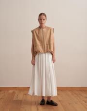 fermuar kapamalı volanlı yelek camel