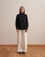 çıtçıt kapamalı dökümlü gömlek siyah 3