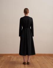 %100 koton pileli elbise siyah 3