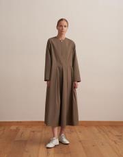 %100 koton pileli elbise açık haki