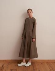 %100 koton pileli elbise açık haki 2