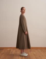 %100 koton pileli elbise açık haki 3