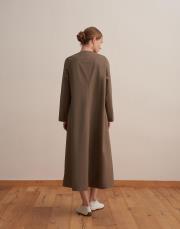 %100 koton pileli elbise açık haki 4