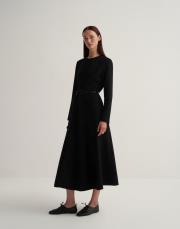 dikiş detaylı şık elbise siyah 5