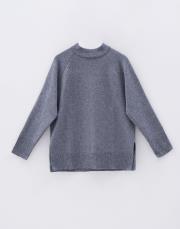 yün karışımlı balıkçı yaka triko kazak gri