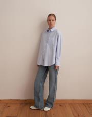 yırtmaç detaylı koton gömlek açık mavi 4