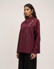 fermuarlı bluz bordo