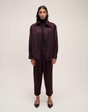 mürdüm pileli pantolon mürdüm