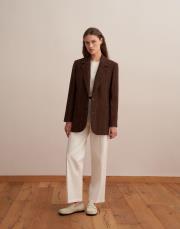 yün karışımlı blazer kahve