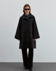 fermuarlı trench siyah