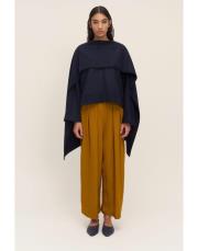 atkılı kaşe bluz lacivert