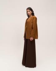 tek düğmeli yün ceket camel 3
