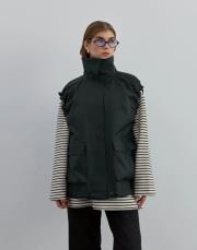 kolu büzgülü yelek siyah