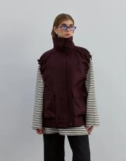 kolu büzgülü yelek bordo