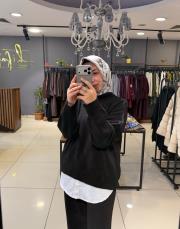 kısa triko kazak siyah