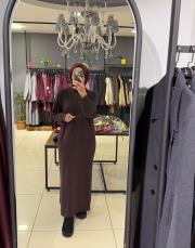 oversıze triko elbise mürdüm